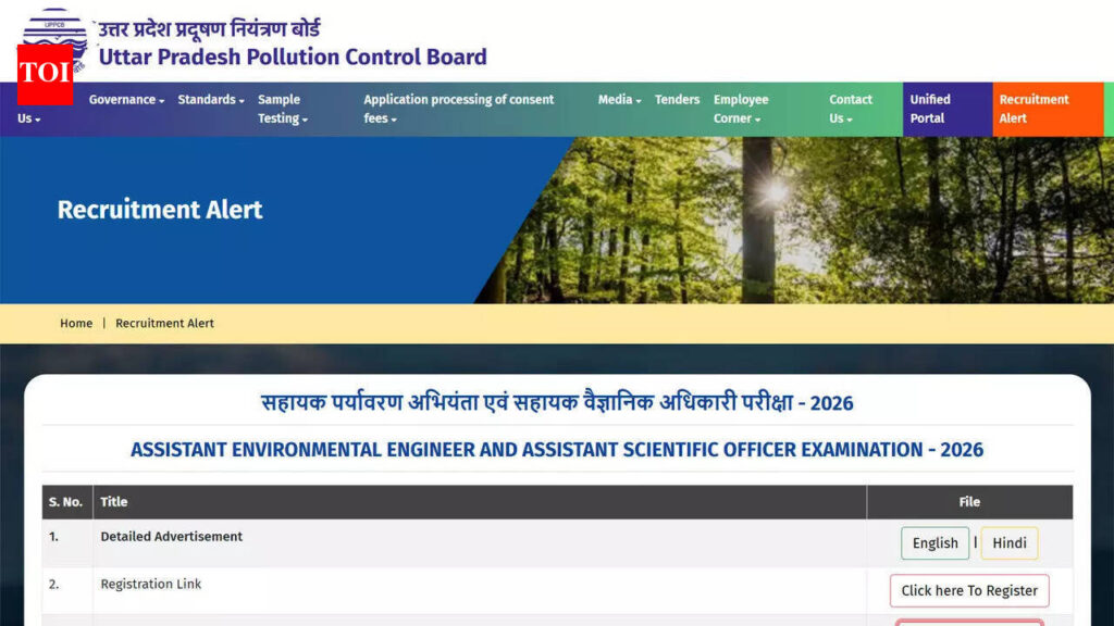 UPPCB recruitment 2026: Apply for AEE and ASO posts through official online portal; check direct link here