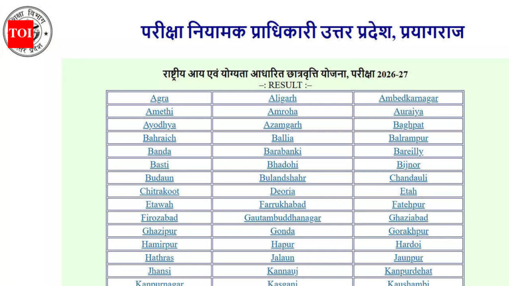 UP NMMS Result 2026 declared at entdata.co.in; check district-wise merit list and scholarship details here |