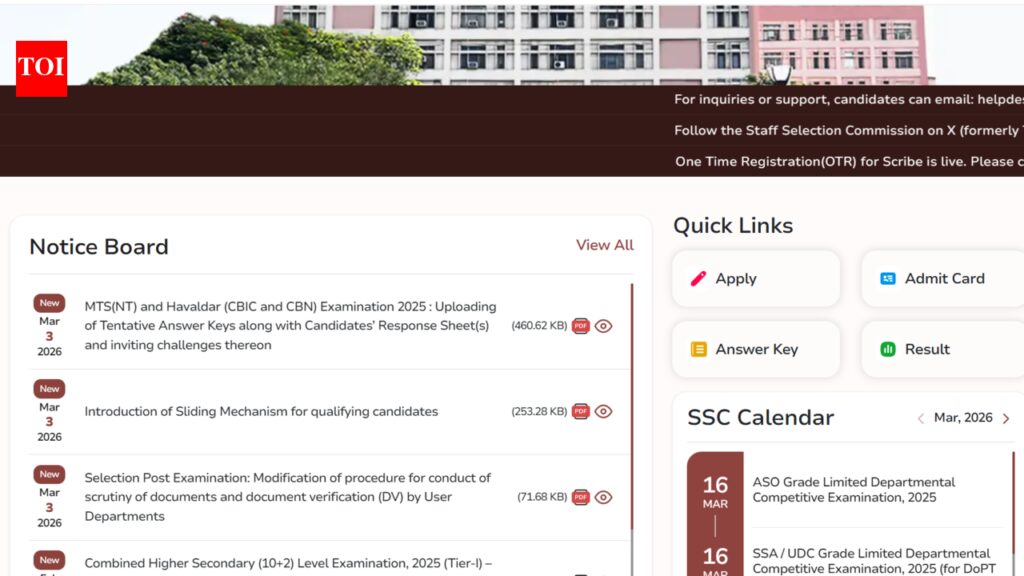 Ssc Mts Answer Key 2026: SSC MTS, Havaldar answer key and response sheets released at ssc.gov.in: Direct links to download and raise challenges here