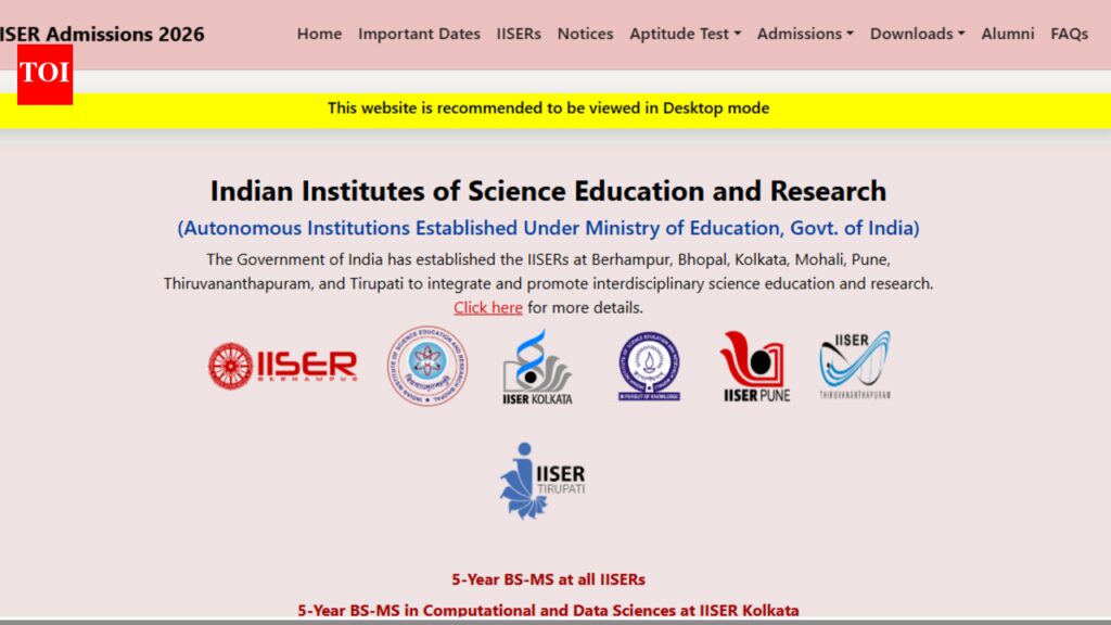 IISER IAT 2026 registration begins tomorrow: Check eligibility, selection process and steps to apply here