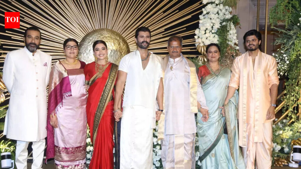 Rashmika Mandanna and Vijay Deverakonda Wedding Reception Live Updates: Allu Arjun, Ram Charan, Sreeleela, Chiranjeevi, Nagarjuna, Namrata, Karan Johar, Kriti Sanon arrive in style