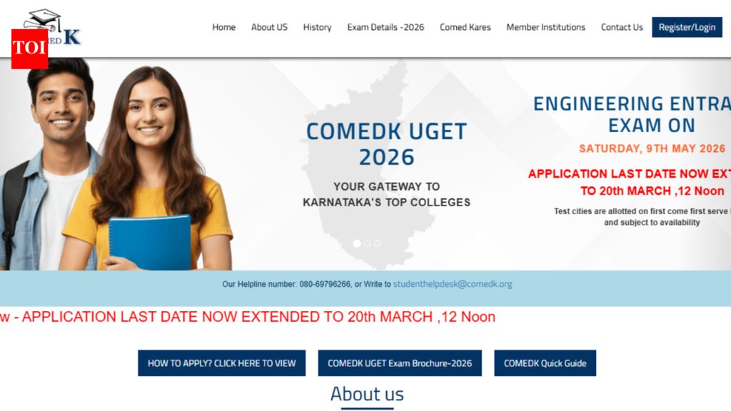COMEDK UGET 2026 registration deadline extended: Check new dates, direct link to apply