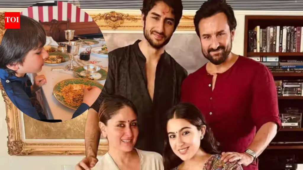 Saif Ali Khan, Kareena Kapoor Khan’s son Taimur enjoys Biryani on Eid, Ibrahim Ali Khan gives a sneak peek into the celebrations | Hindi Movie News