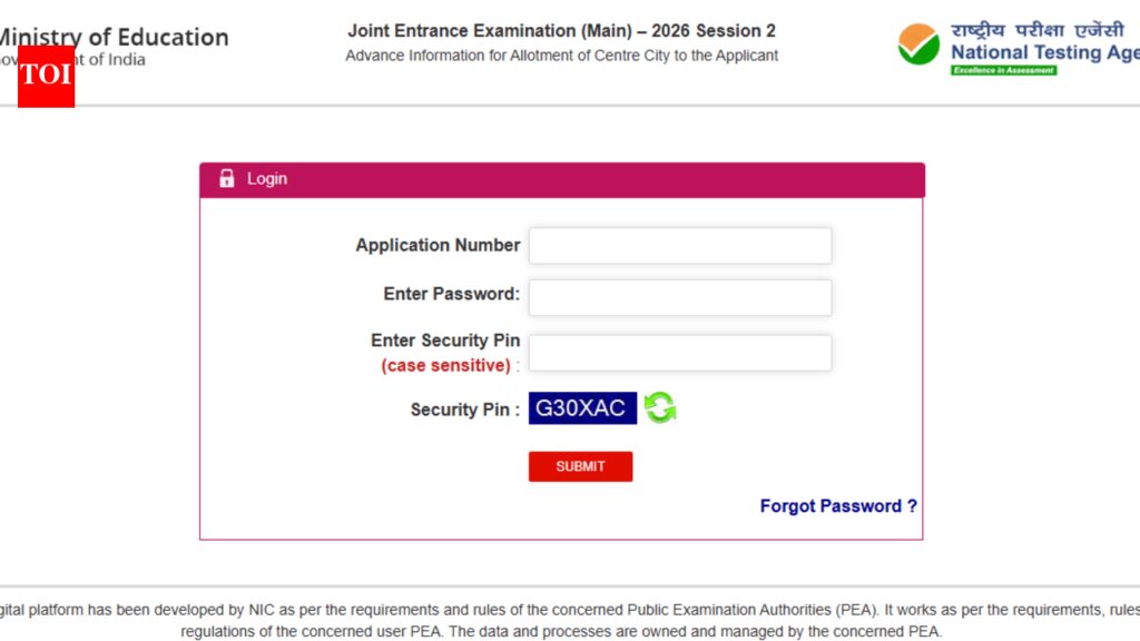 Nta: JEE Main 2026 city intimation slip for Session 2 released at NTA website: Direct link to download here
