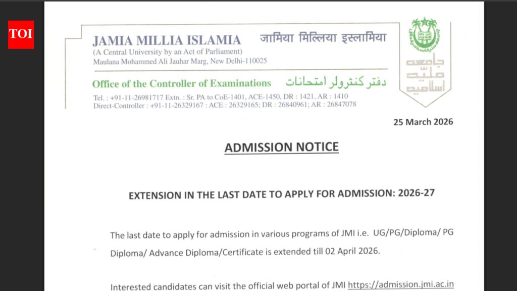 JMI registration window 2026 deadline extended: Check direct link to apply here