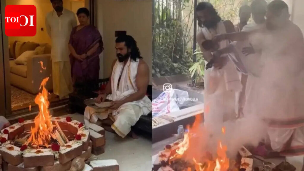 Ram Charan and Chiranjeevi perform a special Homam as Rama Navami coincides with actor’s birthday – WATCH |