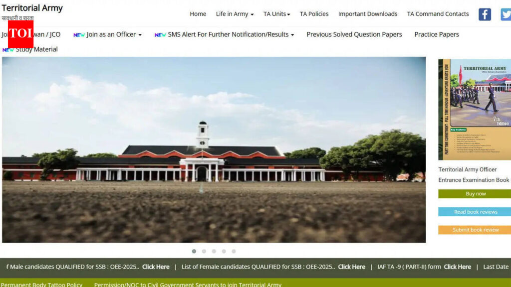 Territorial army TA recruitment 2026 begins at territorialarmy.in for 3806 posts across multiple zones