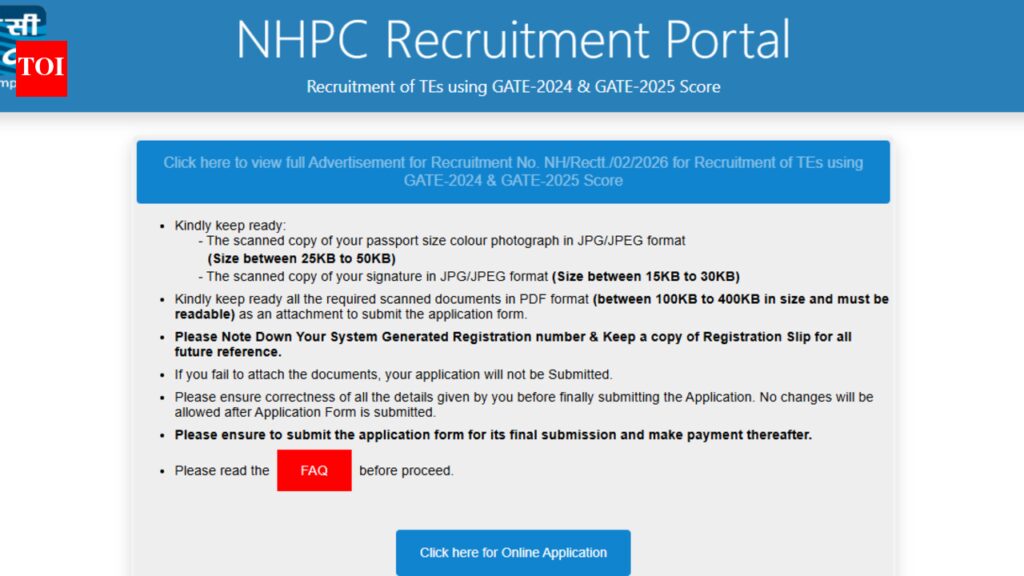 NHPC Recruitment 2026: Applications open for Trainee Engineer posts; check eligibility, GATE requirement and dates