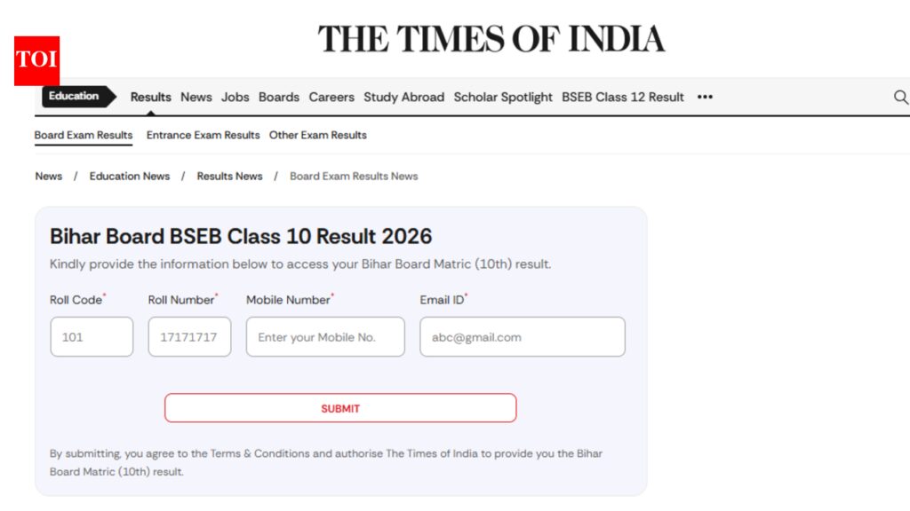BSEB class 10 result 2026 out: How to check Bihar Matric results on TOI portal