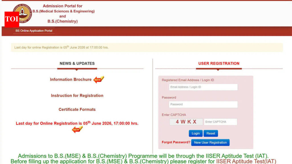 Iitm Admissions 2026: IIT Madras opens applications for B.S. programmes through IAT at iitm.ac.in for 86 seats; apply here