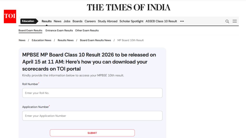 MPBSE Class 10th result 2026: Here’s how you can download scorecards from TOI portal