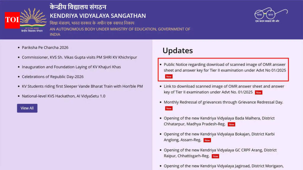KVS NVS Tier-2 provisional answer key 2026 out, objection window open till May 17