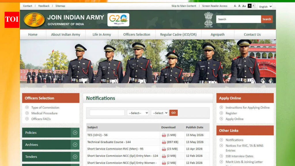 Indian Army RVC SSC 95th Course 2026 last date today; apply here