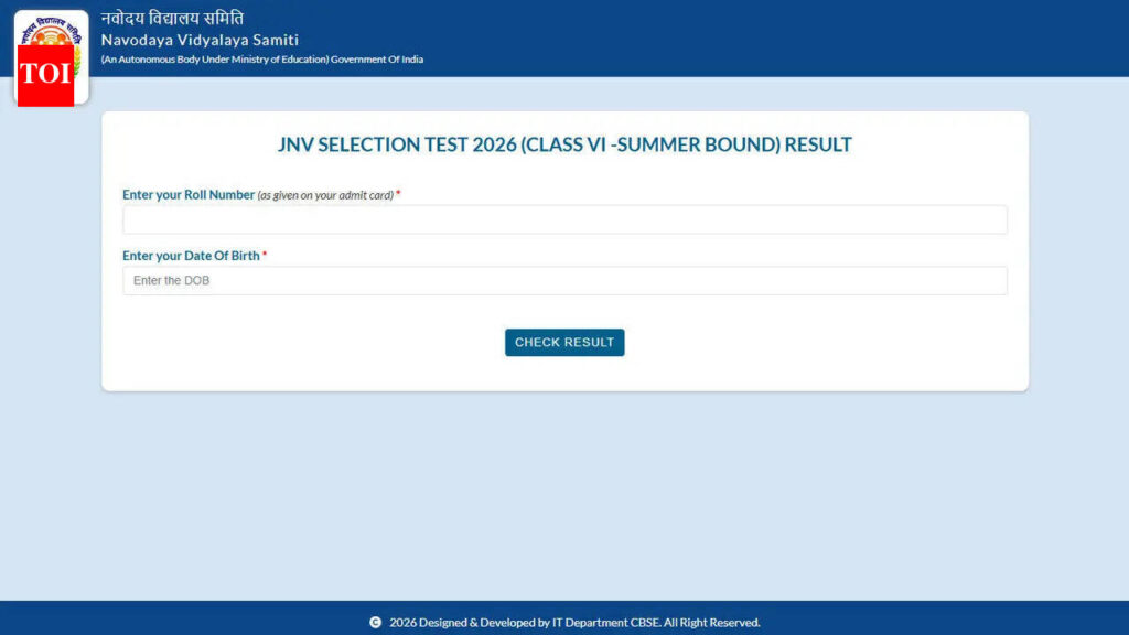 Jnv Result 2026 Class 6: JNVST Class 6 Phase 2 results declared at navodaya.gov.in; check direct link here