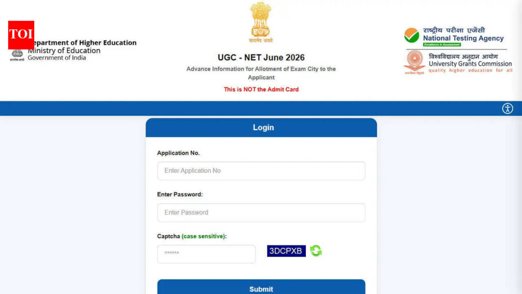 UGC NET city slip out at ugcnet.nta.nic.in for June 2026 exam; check helpline details and download link here