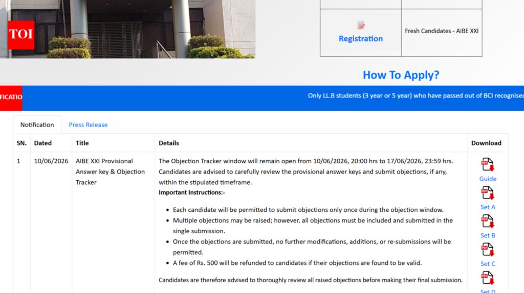 AIBE 21 answer key 2026 released at allindiabarexamination.com: Direct link to download here