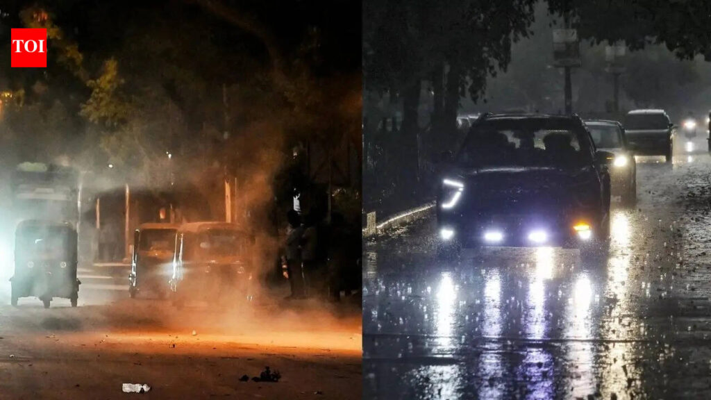 Rain lashes Delhi-NCR after IMD issues red alert for thunderstorms, strong winds | Delhi News
