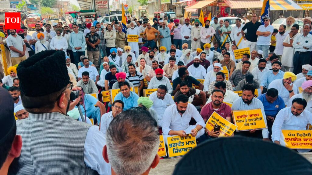 AAP workers stage protests across Punjab, accuse SAD of defaming chief minister Bhagwant Mann | India News