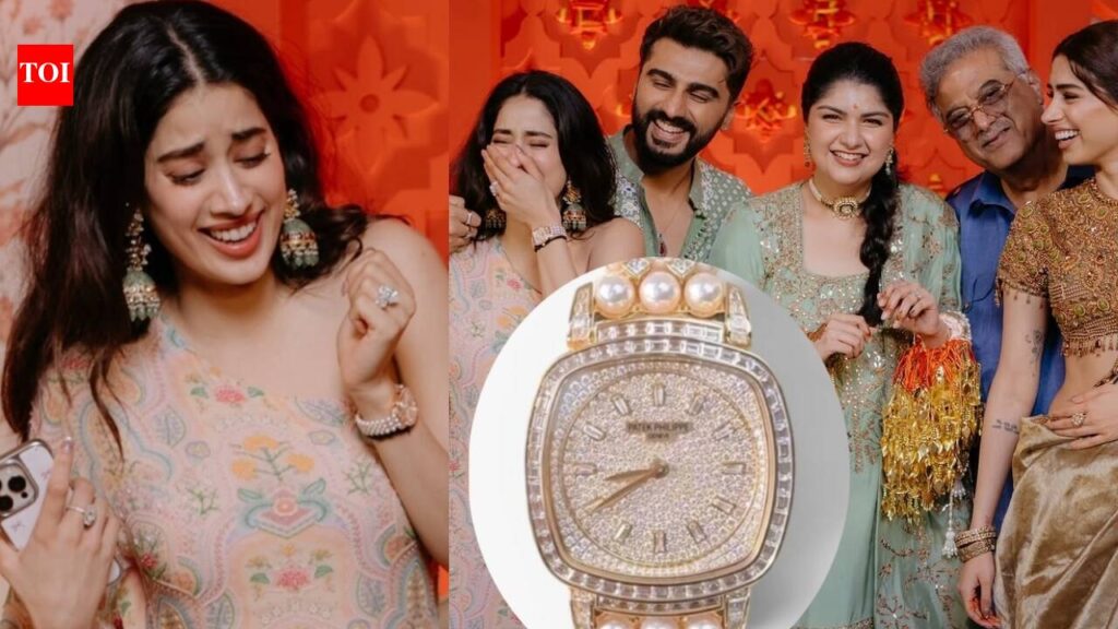 Janhvi Kapoor wears Rs 2.5 crore watch studded with 251 diamonds and a pearl strap at Anshula Kapoor’s chooda ceremony, stuns in a pastel dress |