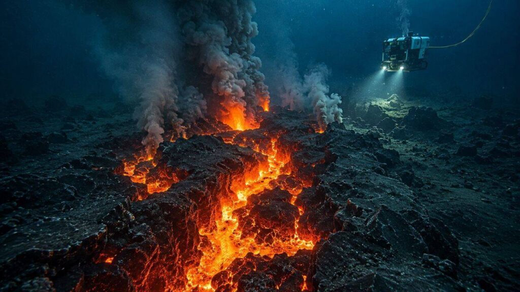 Scientists witness first-ever seafloor spreading event as 160 million cubic metres of lava create new ocean floor |