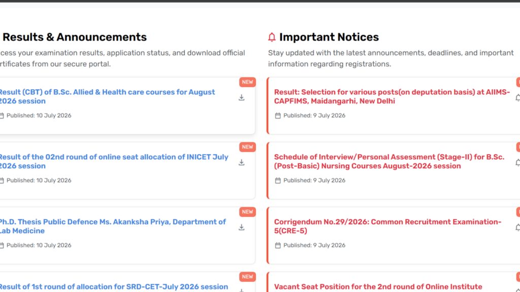 AIIMS BSc Paramedical result 2026 released at aiimsexams.ac.in: Direct link to download scorecards