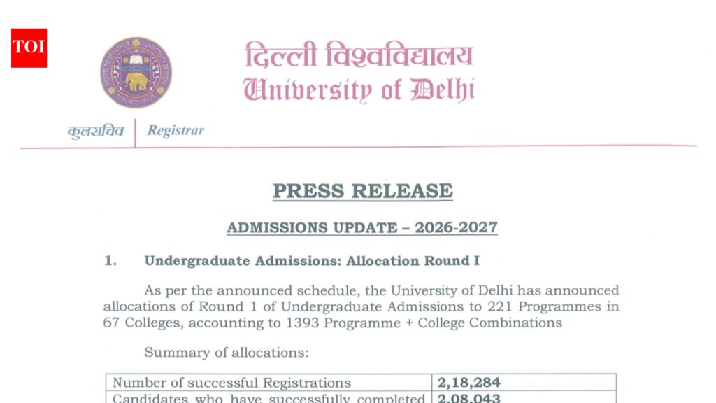 DU UG CSAS round 1 allocation list 2026 out at admission.uod.ac.in; confirm seats by July 18