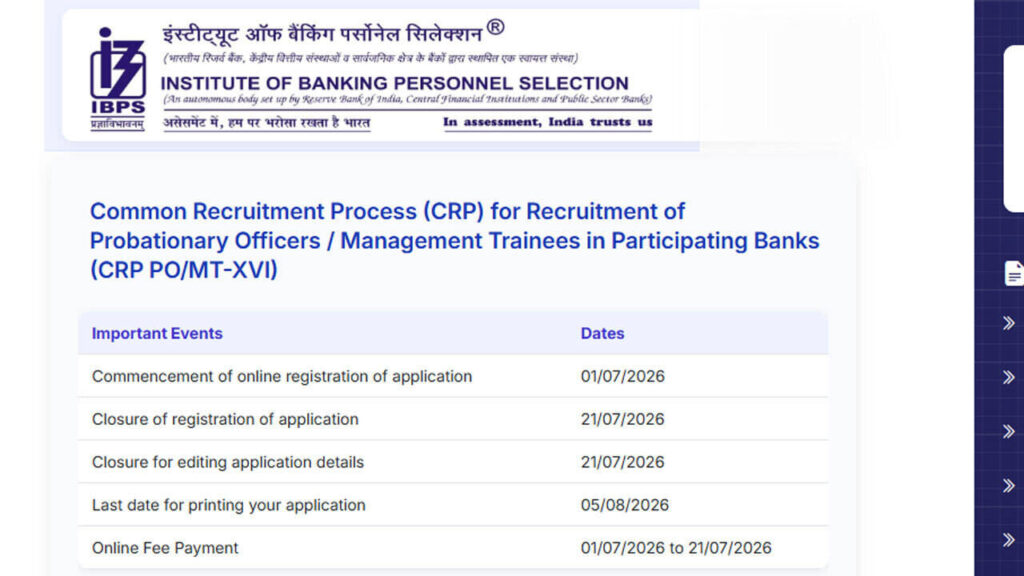 IBPS PO Recruitment 2026 application closes today for 7,365 posts; complete registration here