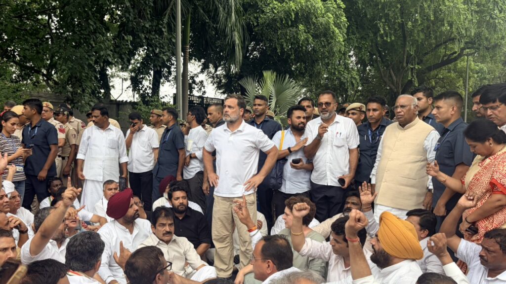 Congress Protest Demands PM Modi’s Resignation Led by Rahul and Priyanka Gandhi | India News