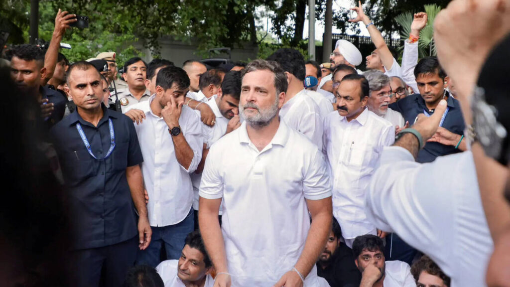 ‘Kya jugalbandi hai’: AAP’s swipe at BJP, Cong as Rahul Gandhi leads sit-in outside PM’s residence over CJP protest | India News