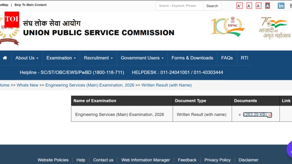 UPSC Engineering Services main result 2026 out: Direct link to download PDF here