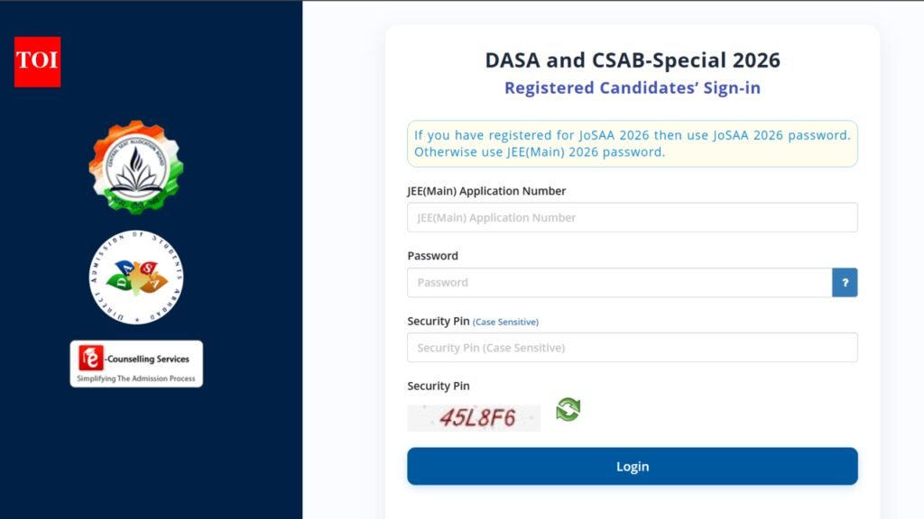 DASA, CSAB Special Counselling 2026 registration begins; Fee payment ends August 3