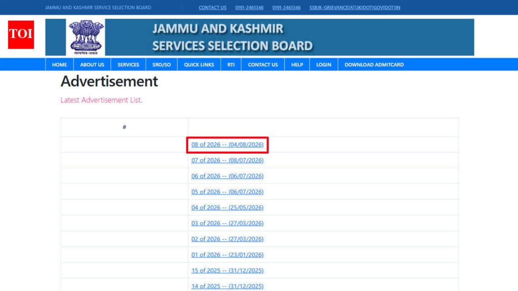 JKSSB recruitment 2026 notification released for 518 posts; applications begin from September 10